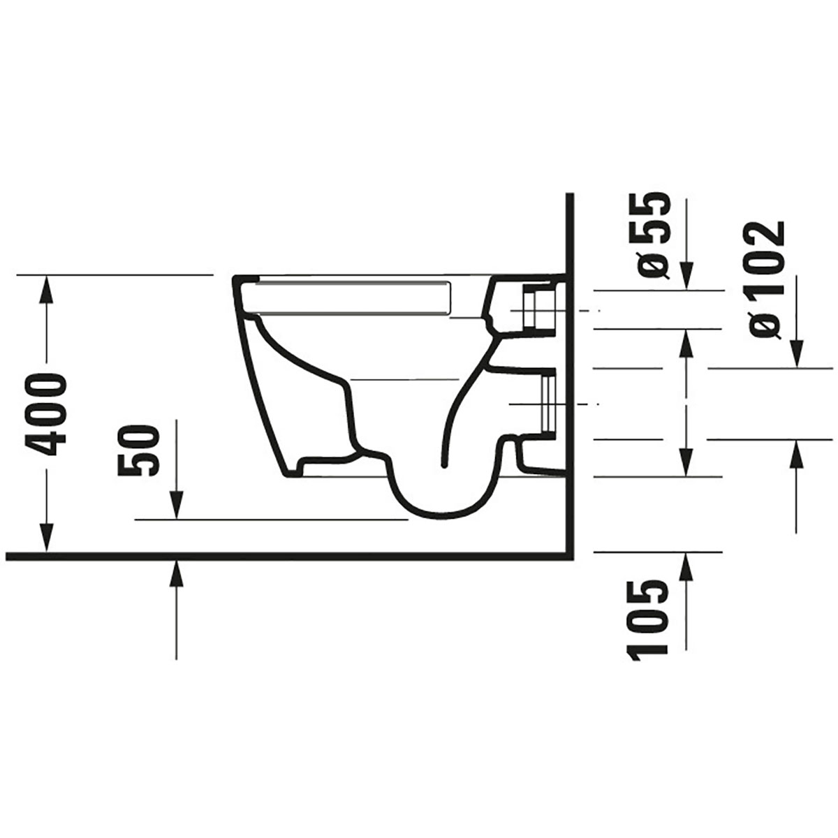 Vägghängd Toalettstol Duravit ME by Starck Rimless 253009 inkl Toalettsits