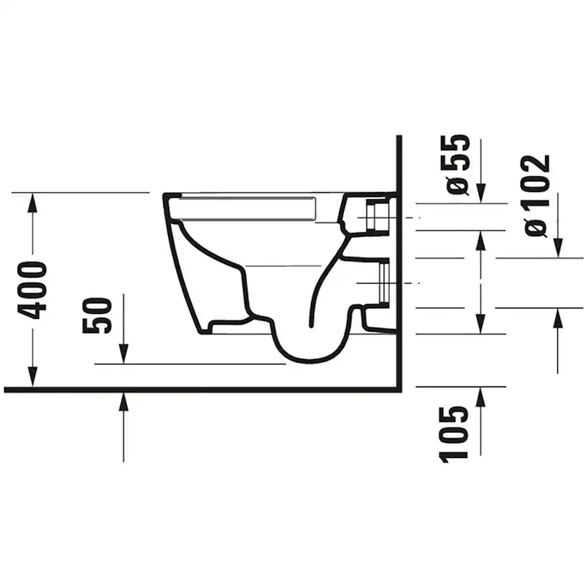 Vägghängd Toalettstol Duravit ME by Starck Rimless 253009 utan Toalettsits