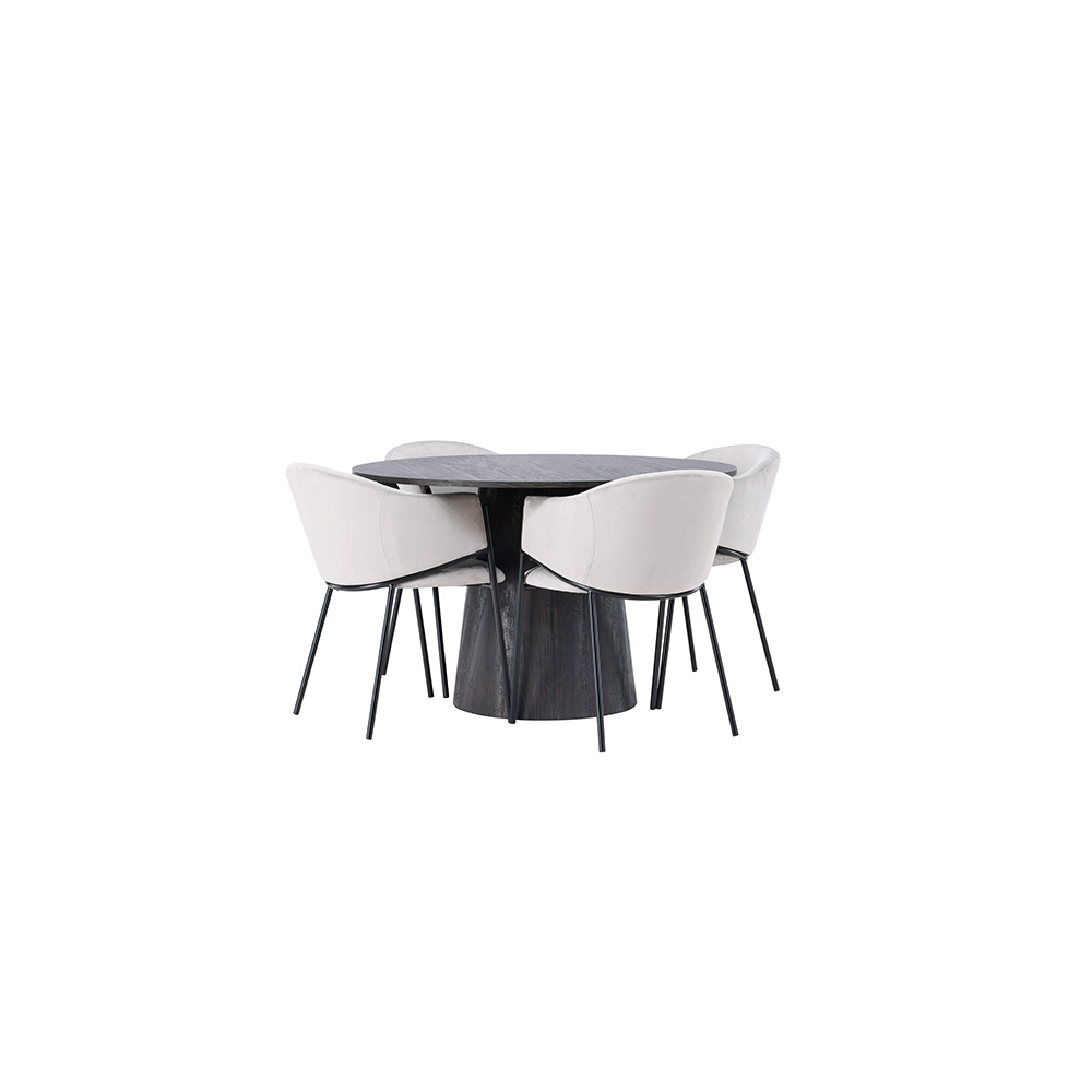 Matgrupp Venture Home Lanzo Ø120 cm med 4 st Evelina stolar