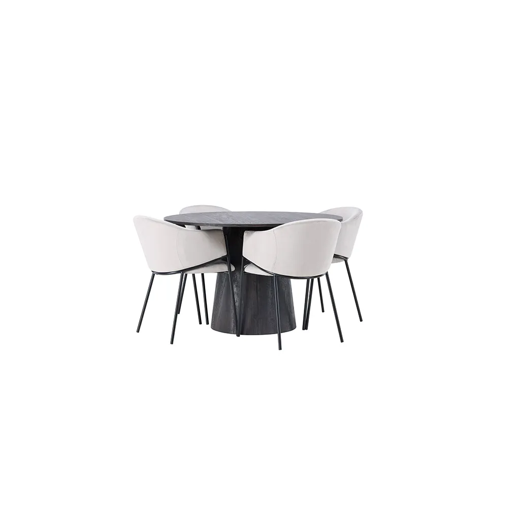 Matgrupp Venture Home Lanzo Ø120 cm med 4 st Evelina stolar