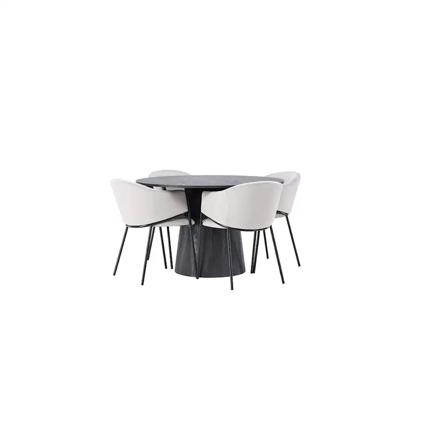 Matgrupp Venture Home Lanzo Ø120 cm med 4 st Evelina stolar