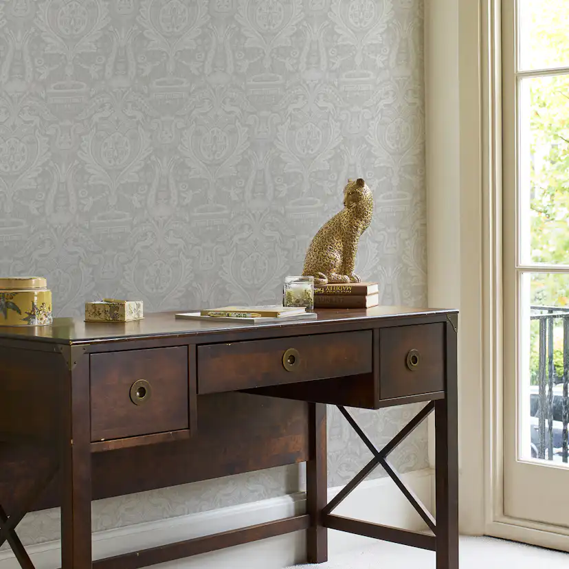 Tapet Laura Ashley Heraldic Damask Slate Gra
