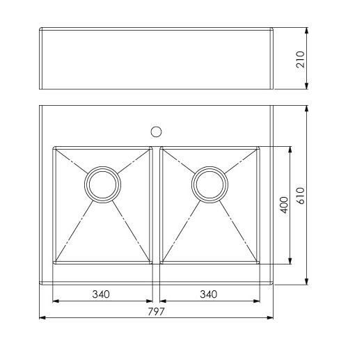 Diskho Nordic Tech Radius Solid 800 Rostfri Stål Diskho Kök 80cm