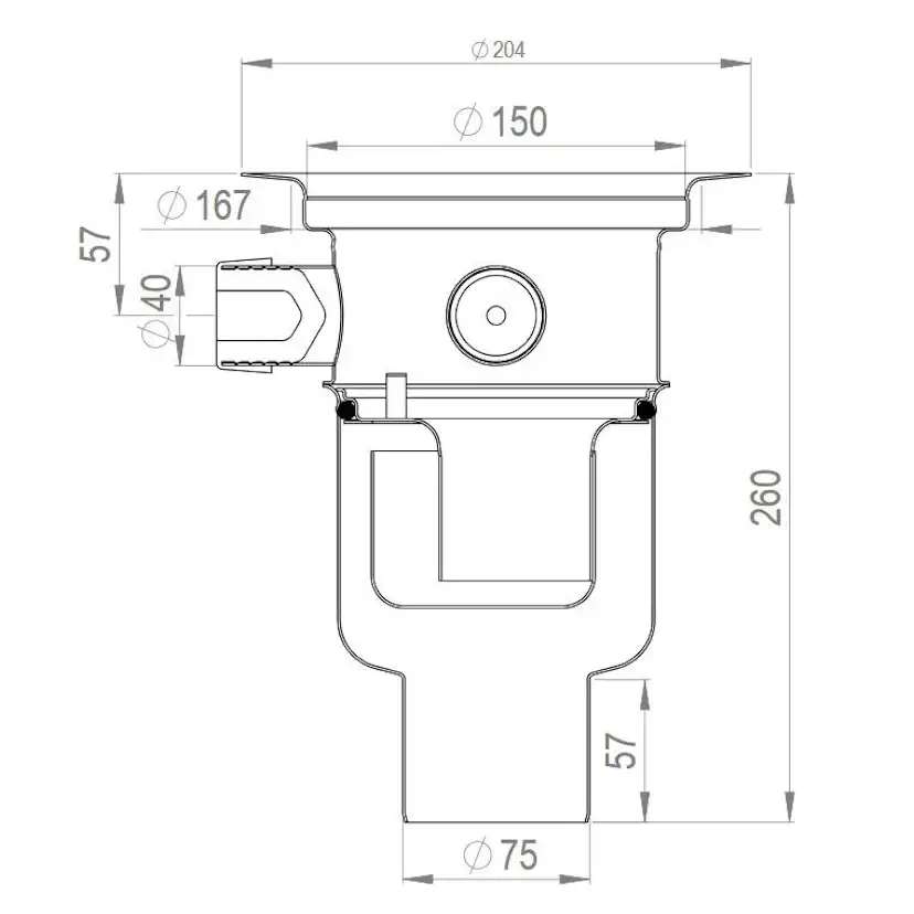Golvbrunn Purus Baldex 75 P Ø150 mm