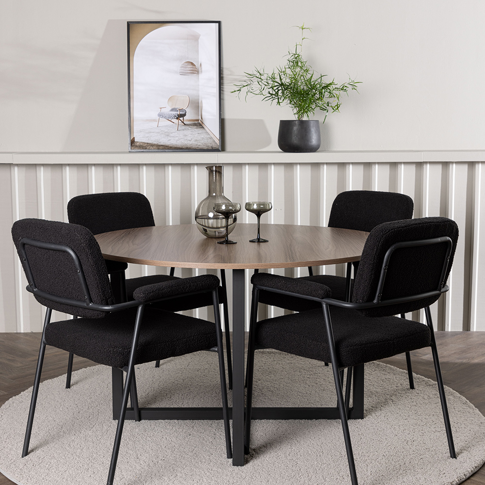 Matgrupp Venture Home Durango Ø120 cm med 4 st Yesterday stolar