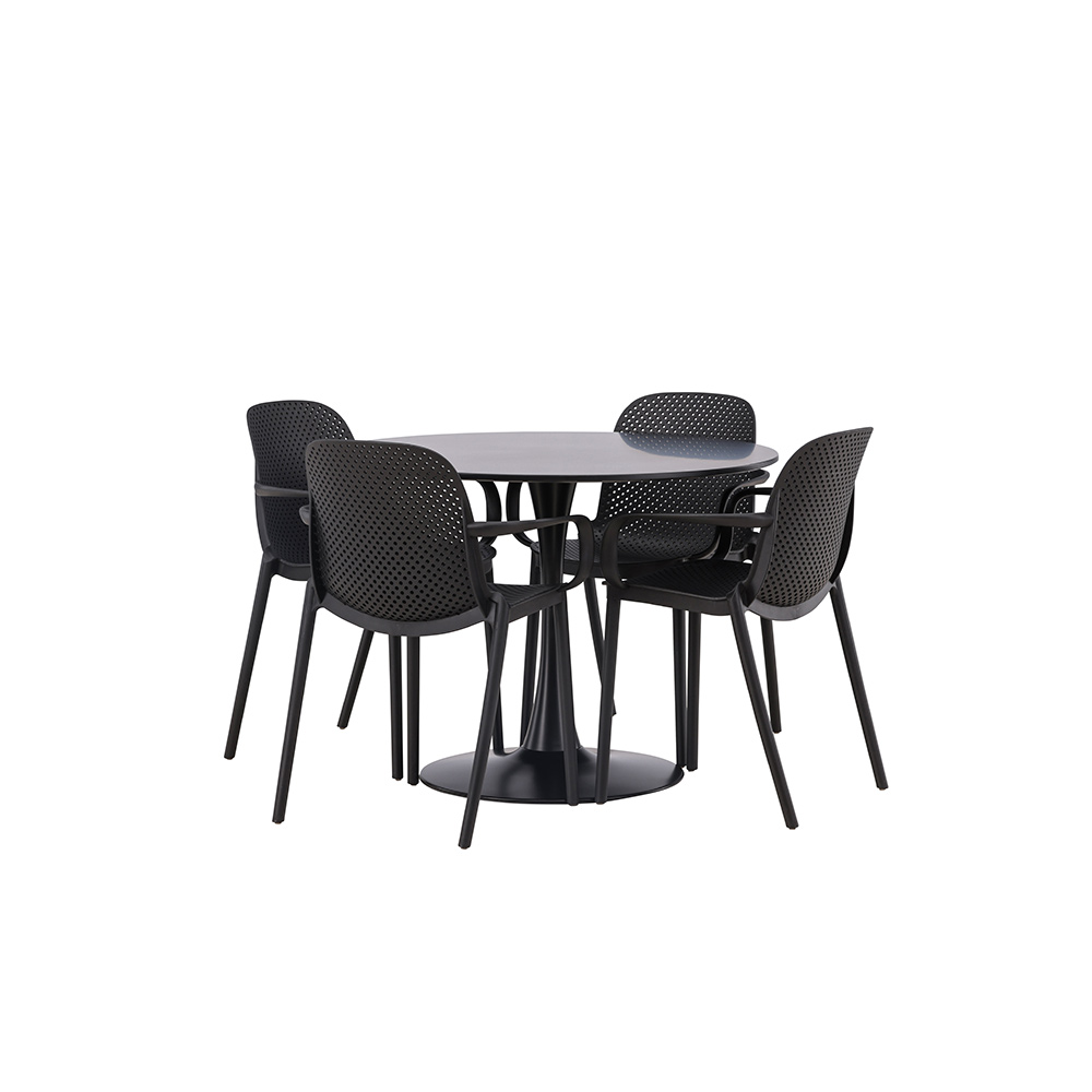Matgrupp Venture Home Glade Ø 100 cm med 4 Baltimore Stolar