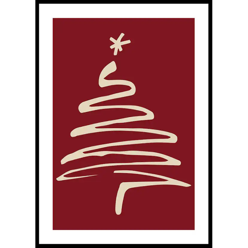 Poster Gallerix Christmas Tree Line Art R&W