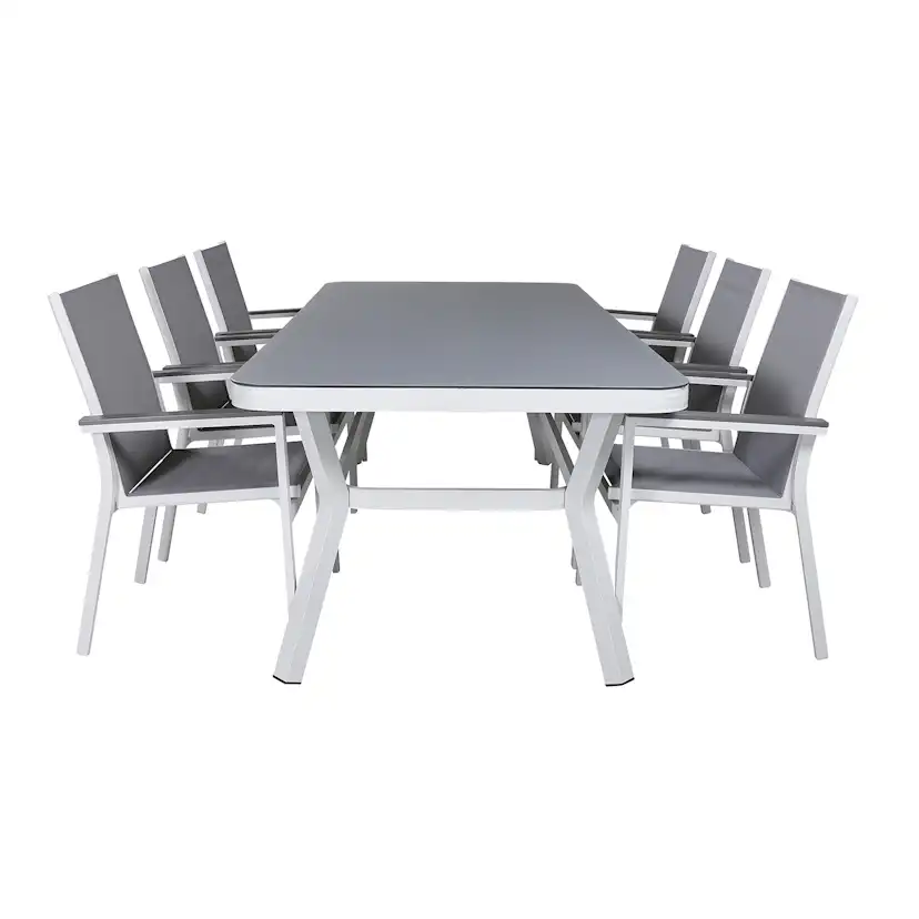 Matgrupp Utomhus Venture Home Virya 160x90 med 6 Parma Trädgårdsstolar