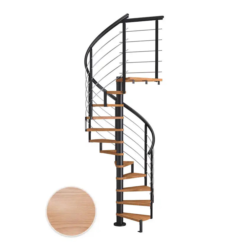MONTREAL ek multiplex svart DESIGN 12T Ø120 Svart, D: 1200 mm, Golv till golv höjd: 2665-3055 mm, 12+1 steg