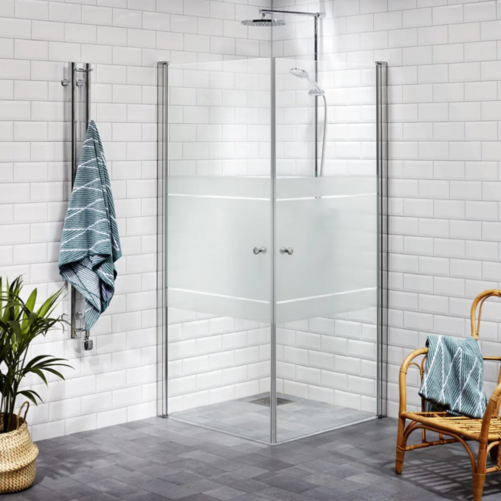 Alterna Dhörn Lusso1 Rak 90X90 Hfros LxB: 900x900 mm, Delvis frostat glas, Knopp
