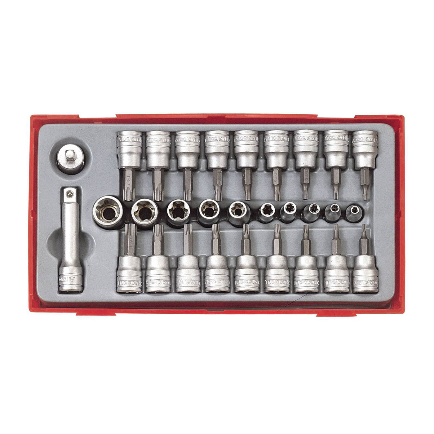 TX-hylssats 30 delars med 1/4 tum och 3/8 tum fyrkantsfäste Teng Tools TTTX30