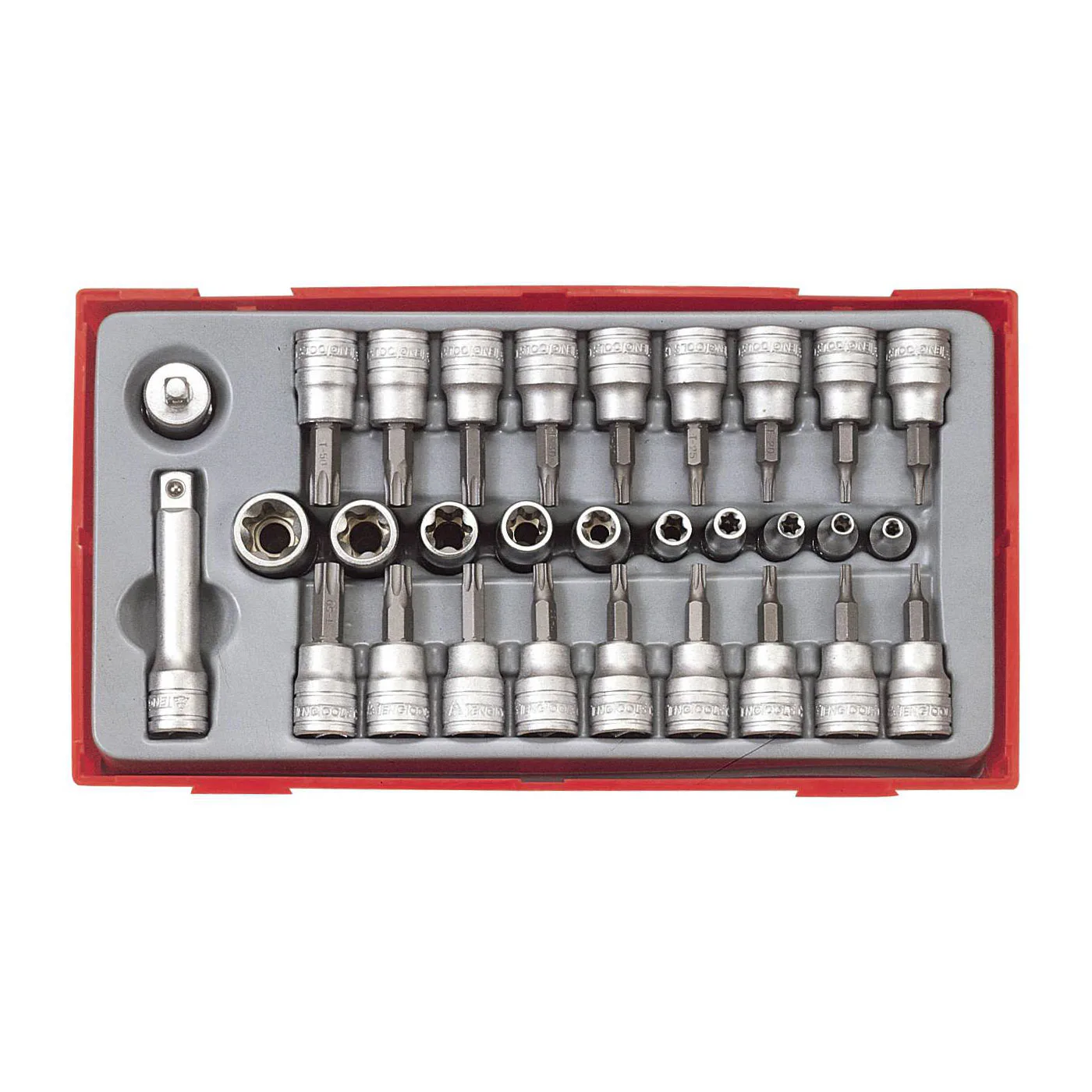 TX-hylssats 30 delars med 1/4 tum och 3/8 tum fyrkantsfäste Teng Tools TTTX30
