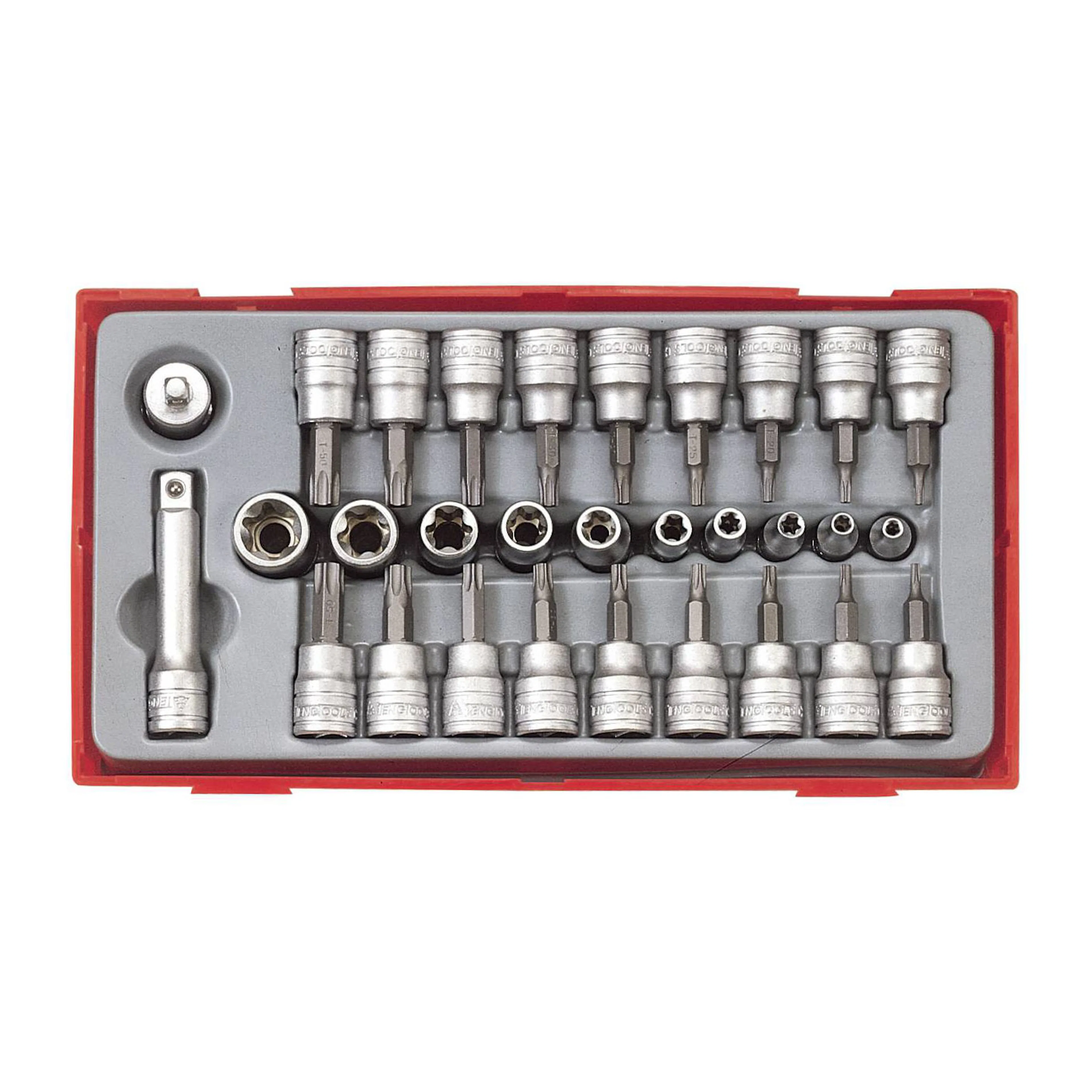 TX-hylssats 30 delars med 1/4 tum och 3/8 tum fyrkantsfäste Teng Tools TTTX30