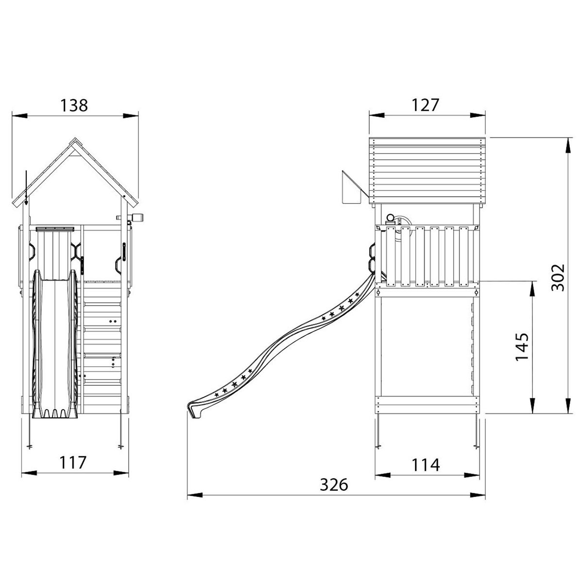 Lektorn Jungle Gym Cabin 2.1 Grön Rutschkana Trä