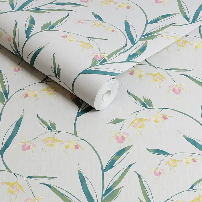 Tapet Laura Ashley Fulwell Fuchsia Grå