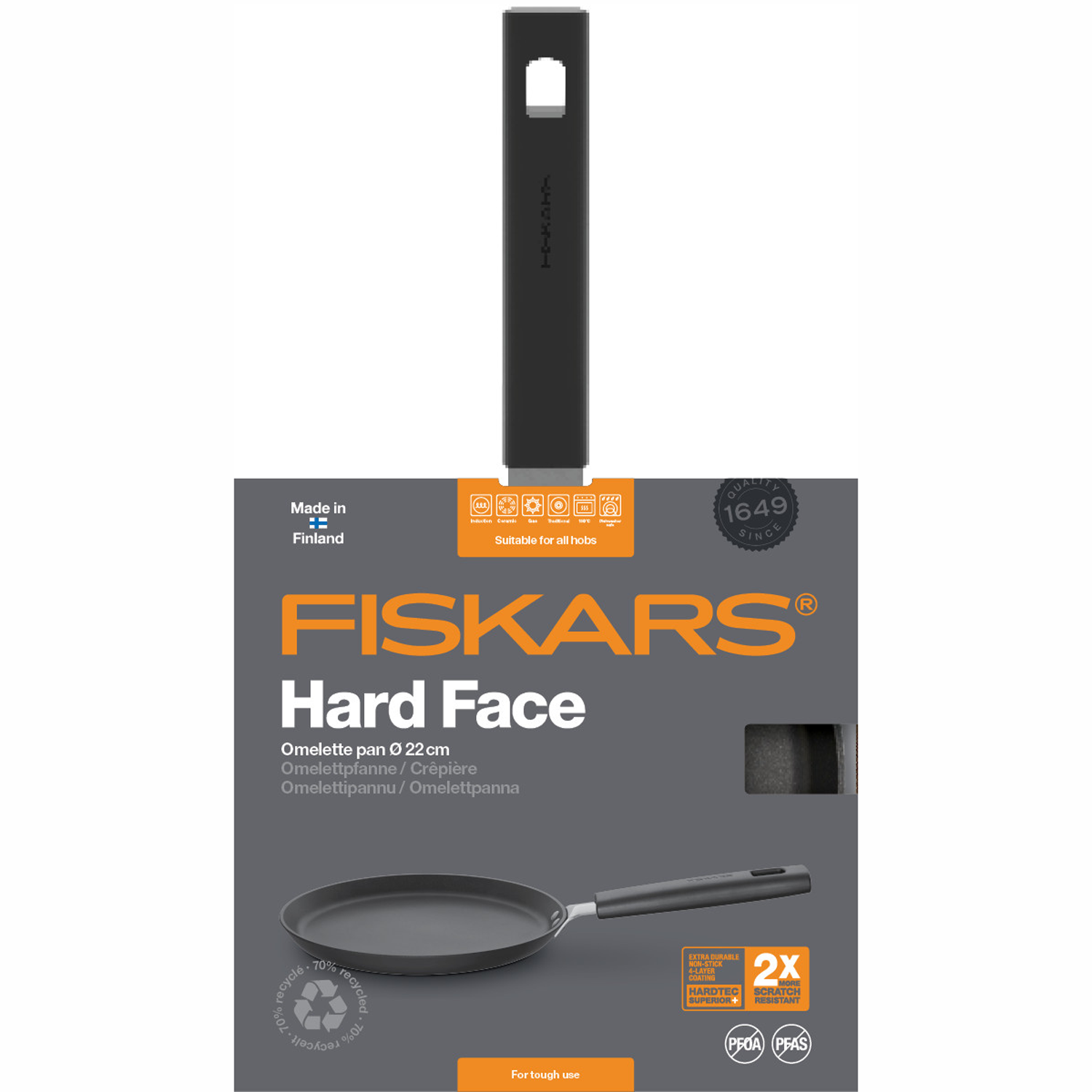 Omelett-/Pannkakspanna Fiskars Hard Face 22 cm Med Non-Stick Beläggning