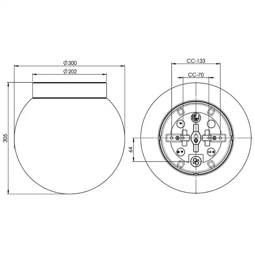 Vägg-/Taklampa Ifö Electric Classic Glob 300 Opal IP44 E27