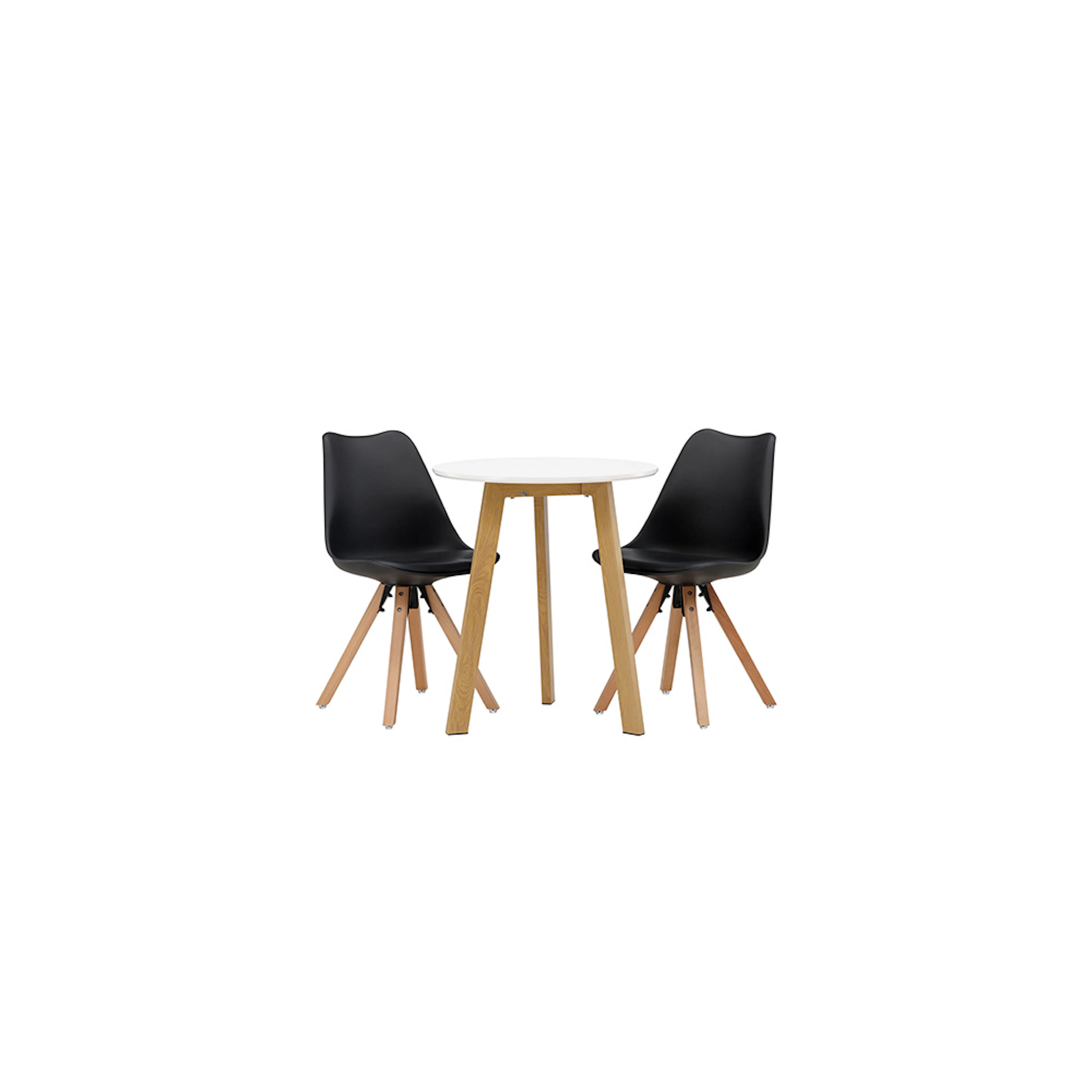 Matgrupp Venture Home Leonora Ø65 cm med 2 st Zeno stolar Svart/Natur