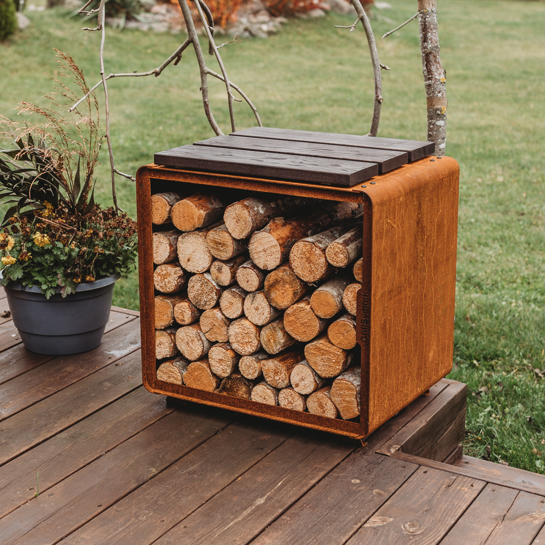 Vedförvaring GrillSymbol Cortenstål Enzo Rack S