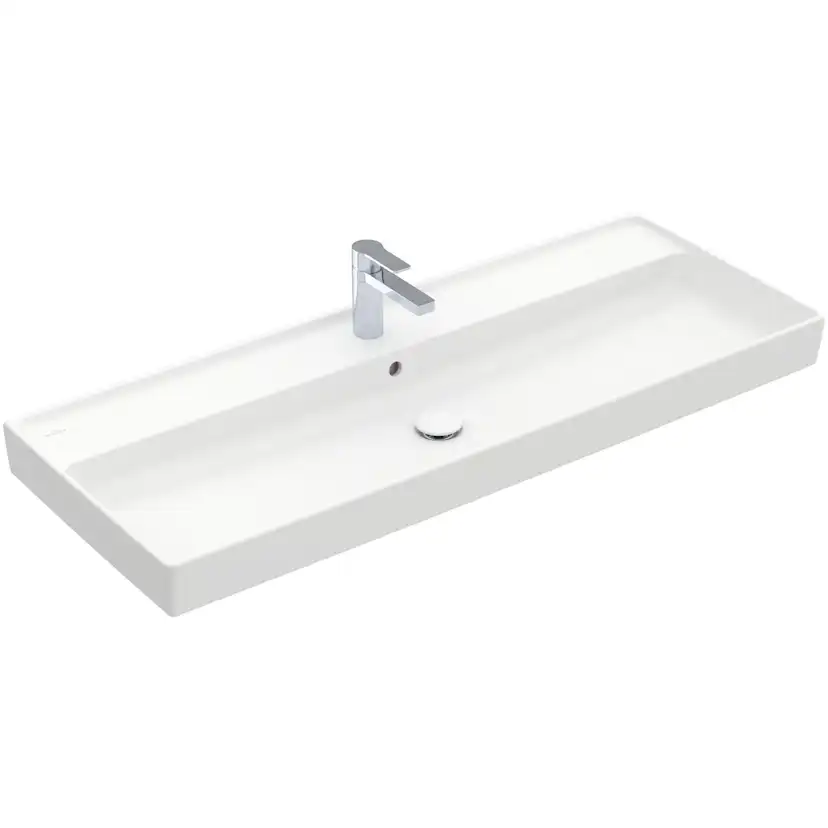 Tvättställ villeroy & Boch Collaro 4A33C5RW Stenvit CeramicPlus, Med Bräddavlopp, 1200 mm, Med Blandarhål, för Trehålsblandare