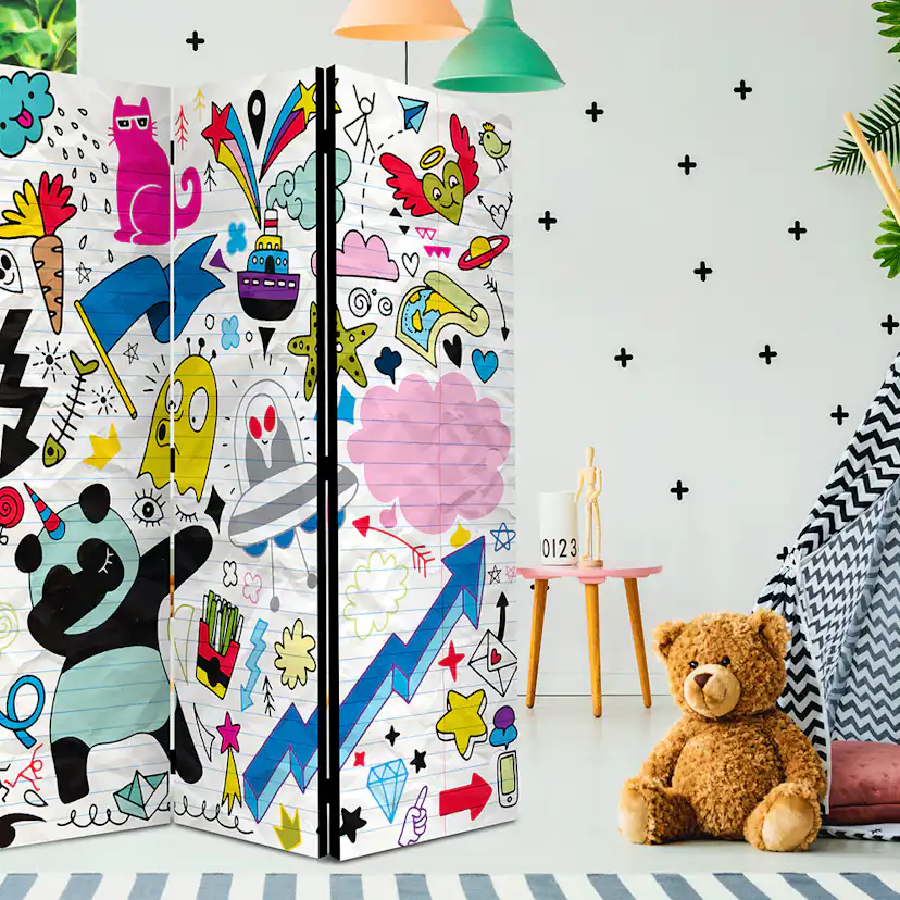Rumsavdelare Skärmvägg Arkiio Energetic Panda 135x172 cm