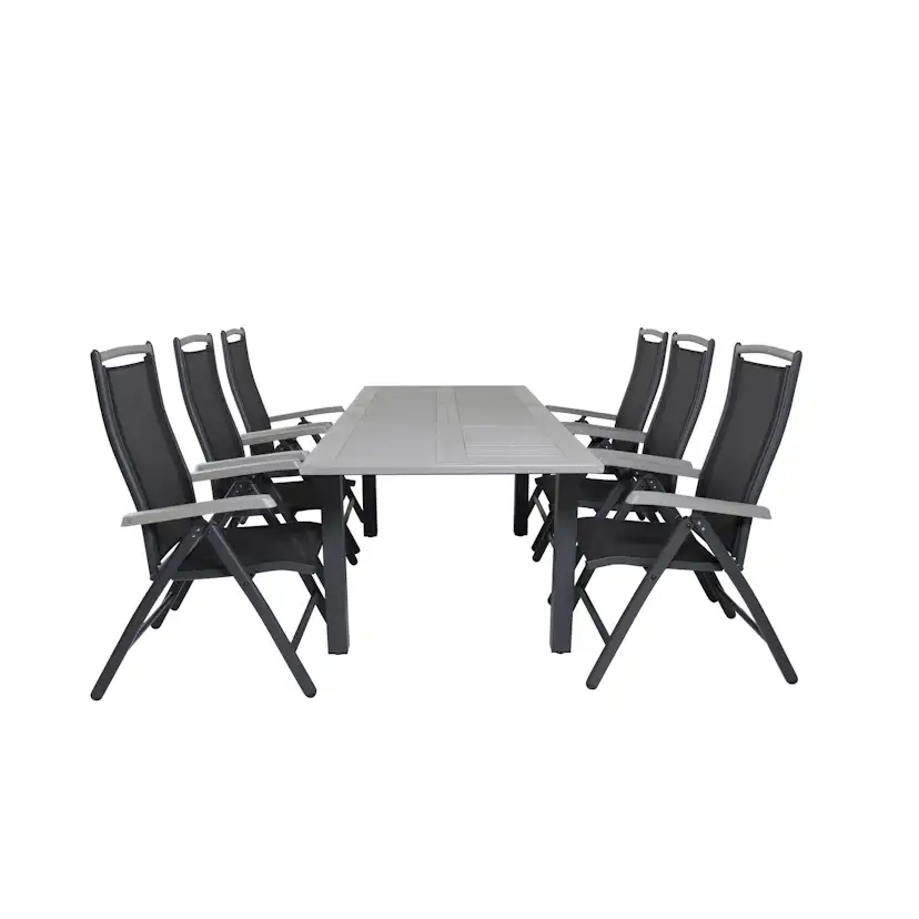 Albany Dining Table 160/240*100 - Svart Alu / Grey Aintwood+ Svart/Grå