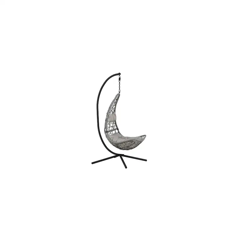 Edinburgh Hanging chair - Black frame/grey wicker/grey cushi Grå