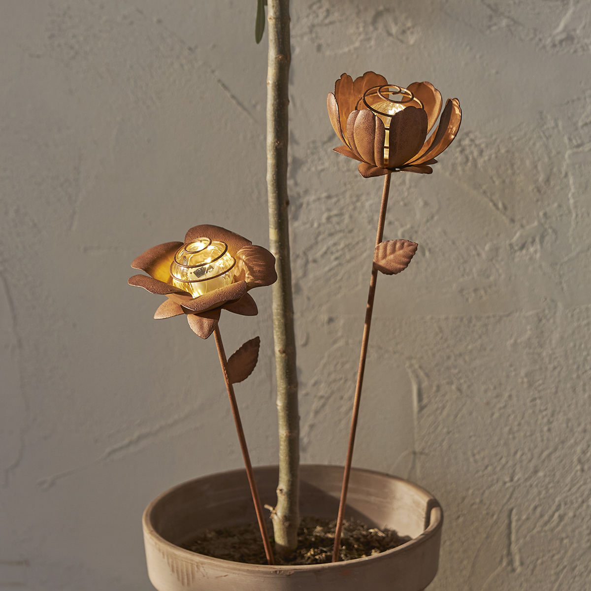 Solcellsdekoration Star Trading Oxida LED 2-pack Blommor