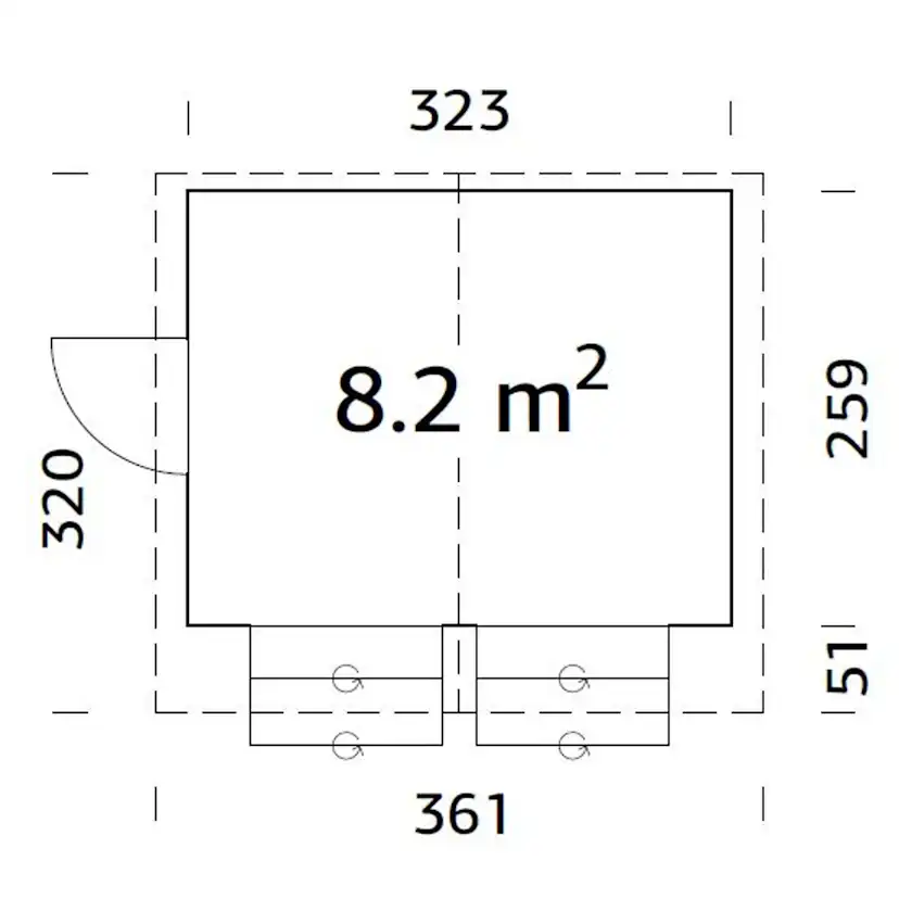Stella 8,2 m2 Grå dippad