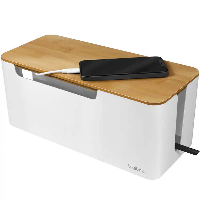 Kabelgömma LogiLink Cable Box Med Bambulock 32x14x13 cm