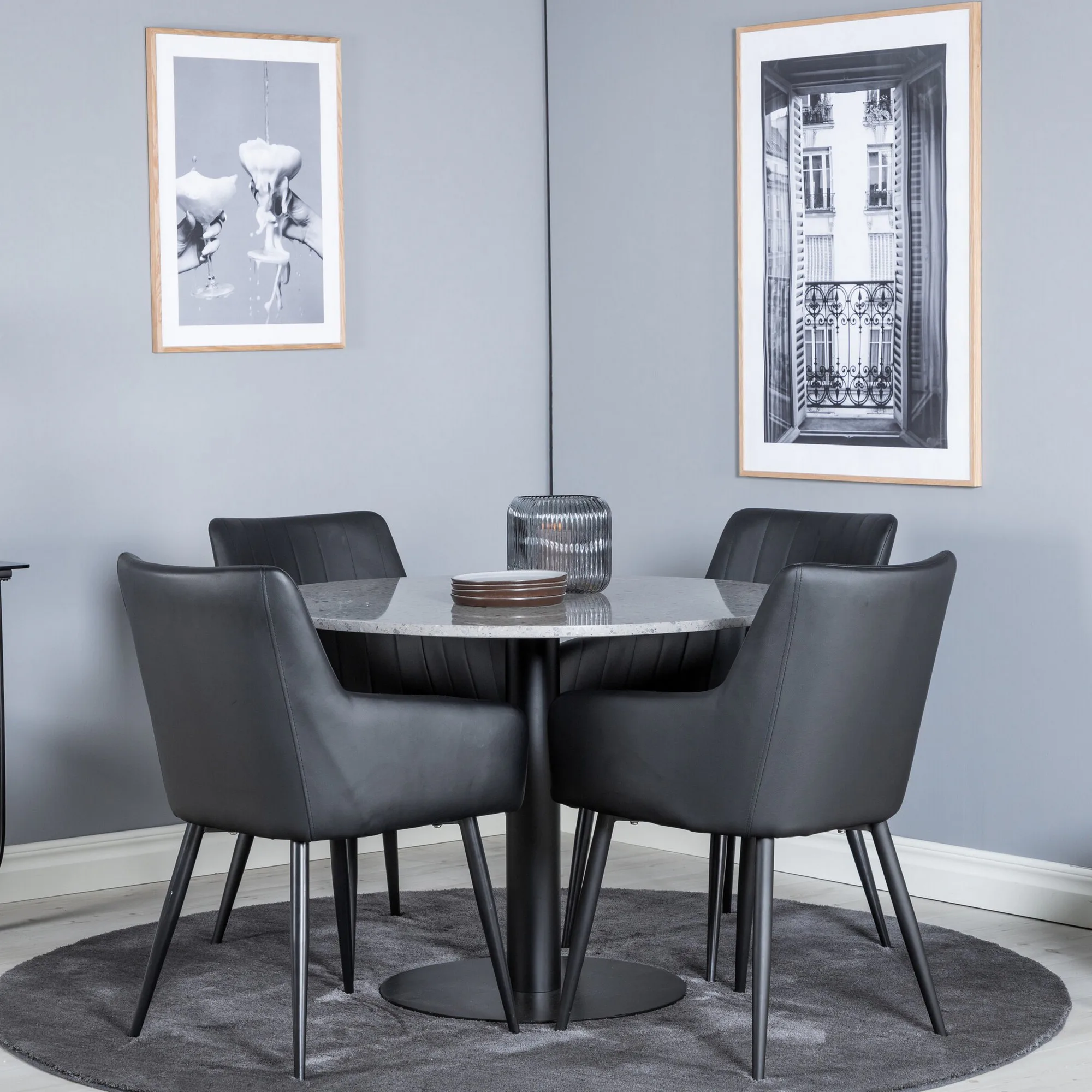 Matgrupp Venture Home Razzia med 4st Comfort Stolar Grå/Svart