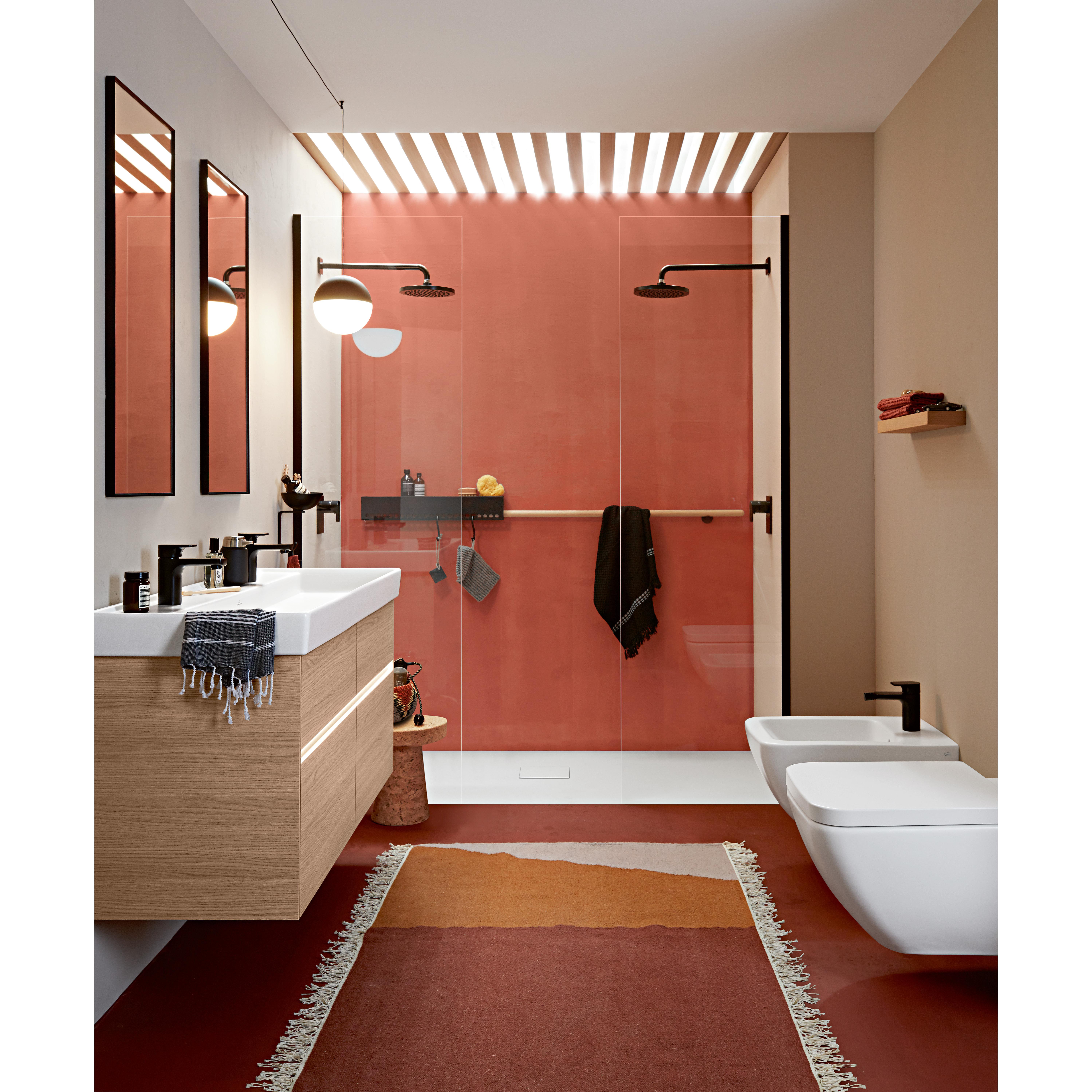 Tvättställ villeroy & Boch Collaro 4A33C5RW Stenvit CeramicPlus, Med Bräddavlopp, 1200 mm, Med Blandarhål, för Trehålsblandare