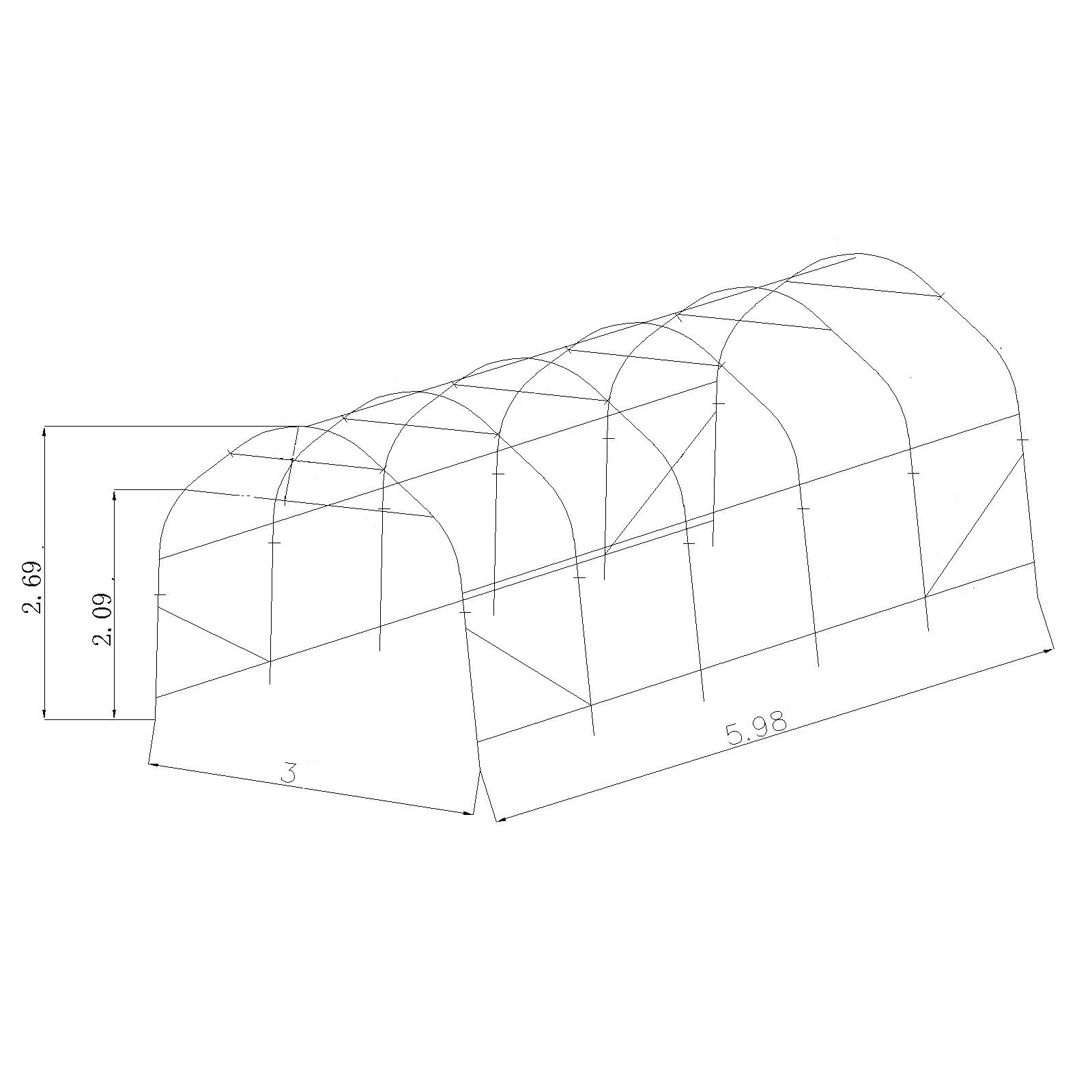 Garagetält Prohall G500 3x6 m Grå