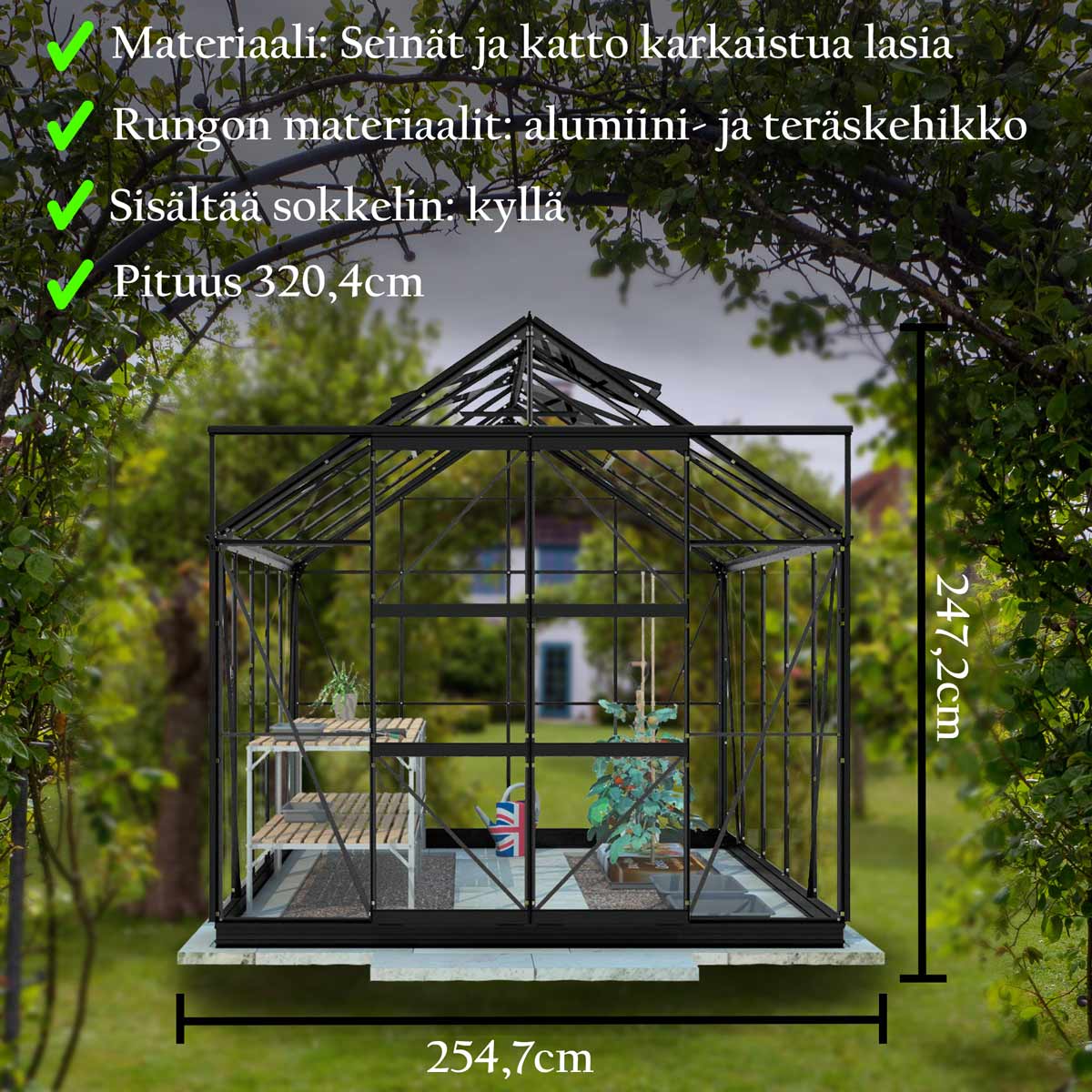 Växthus Glas Lykke Svart