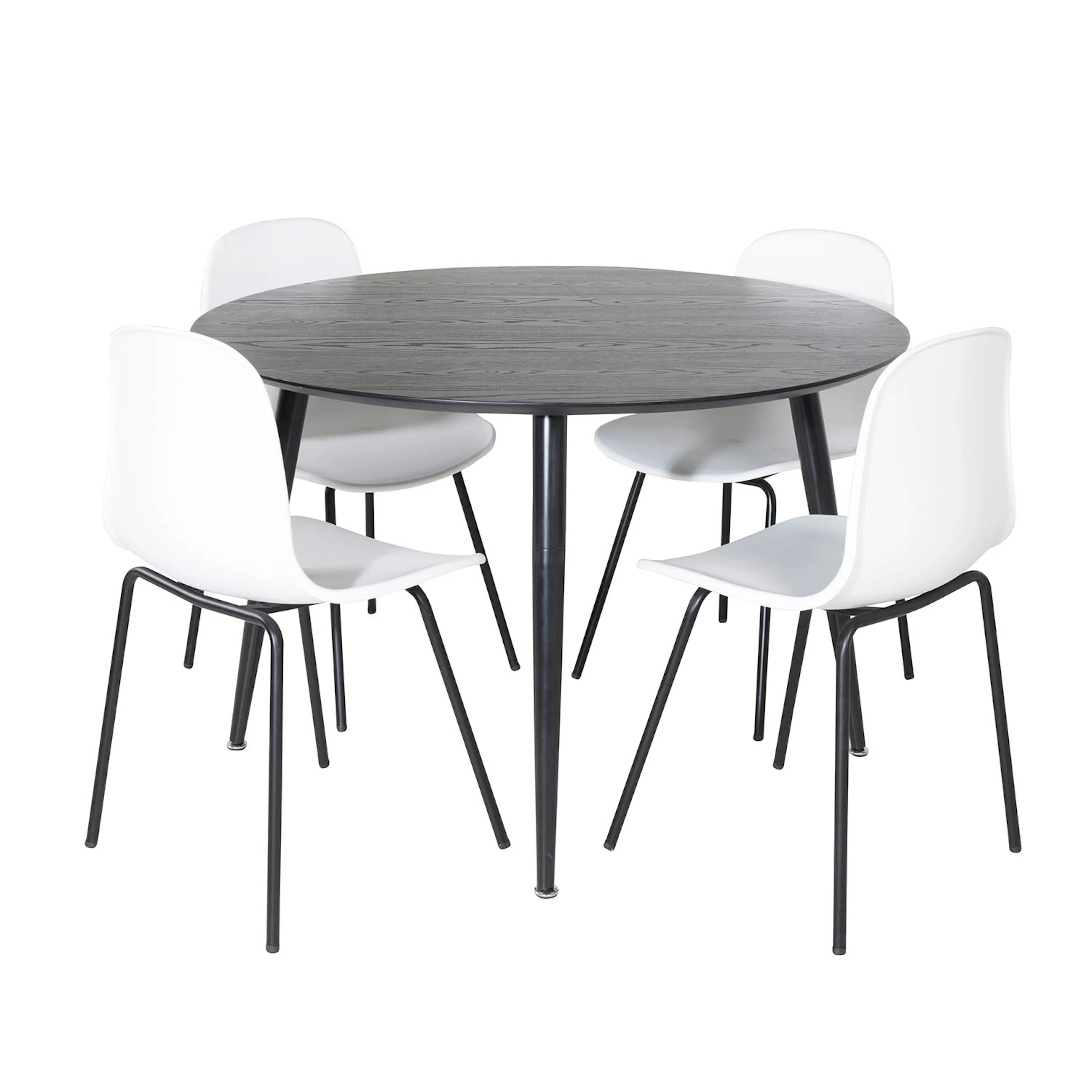 Dipp Table - Black Veneer /AllArctic Chair-White Plastic_4 Svart/Vit