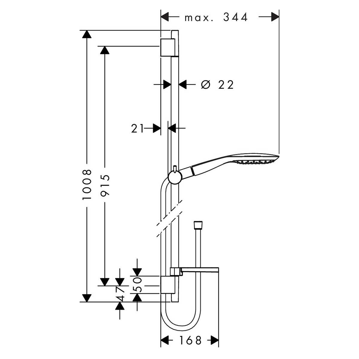 Duschset Hansgrohe Raindance Select E 150 3jet 90 cm Krom Krom
