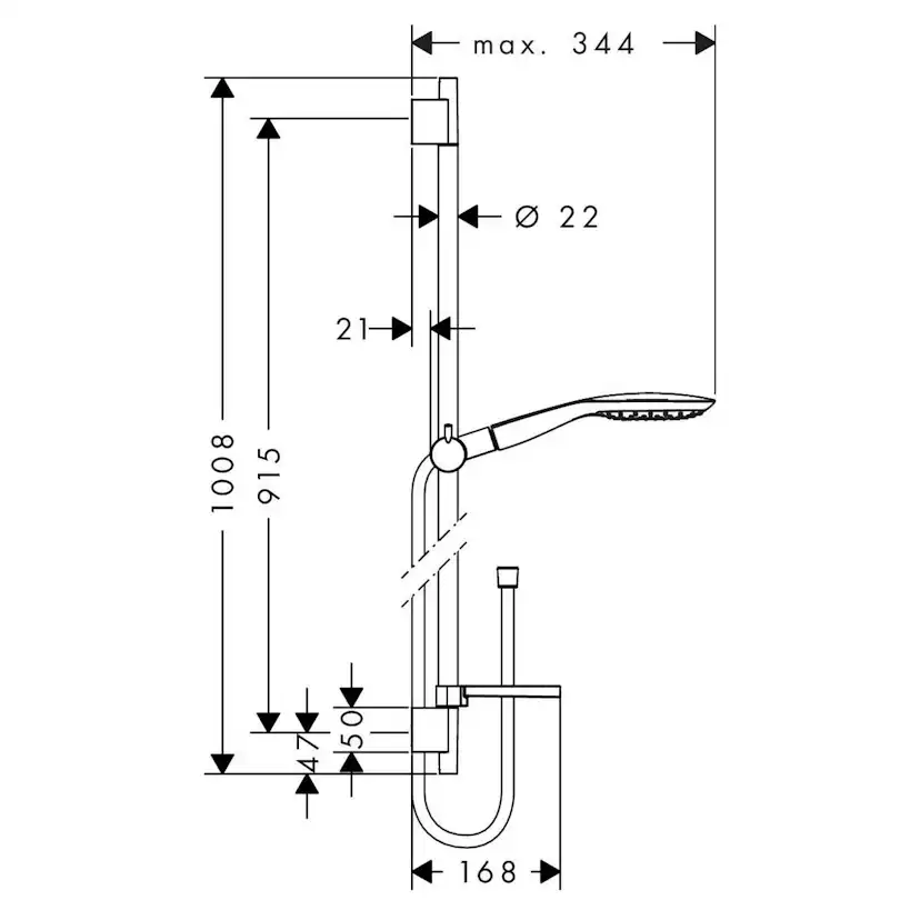 Duschset Hansgrohe Raindance Select E 150 3jet 90 cm Krom Krom