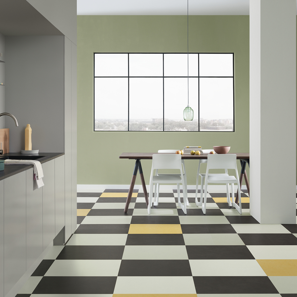 Linoleumgolv Forbo Marmoleum Click Lemon Zest 30x30 cm, Grön med Klickläggning