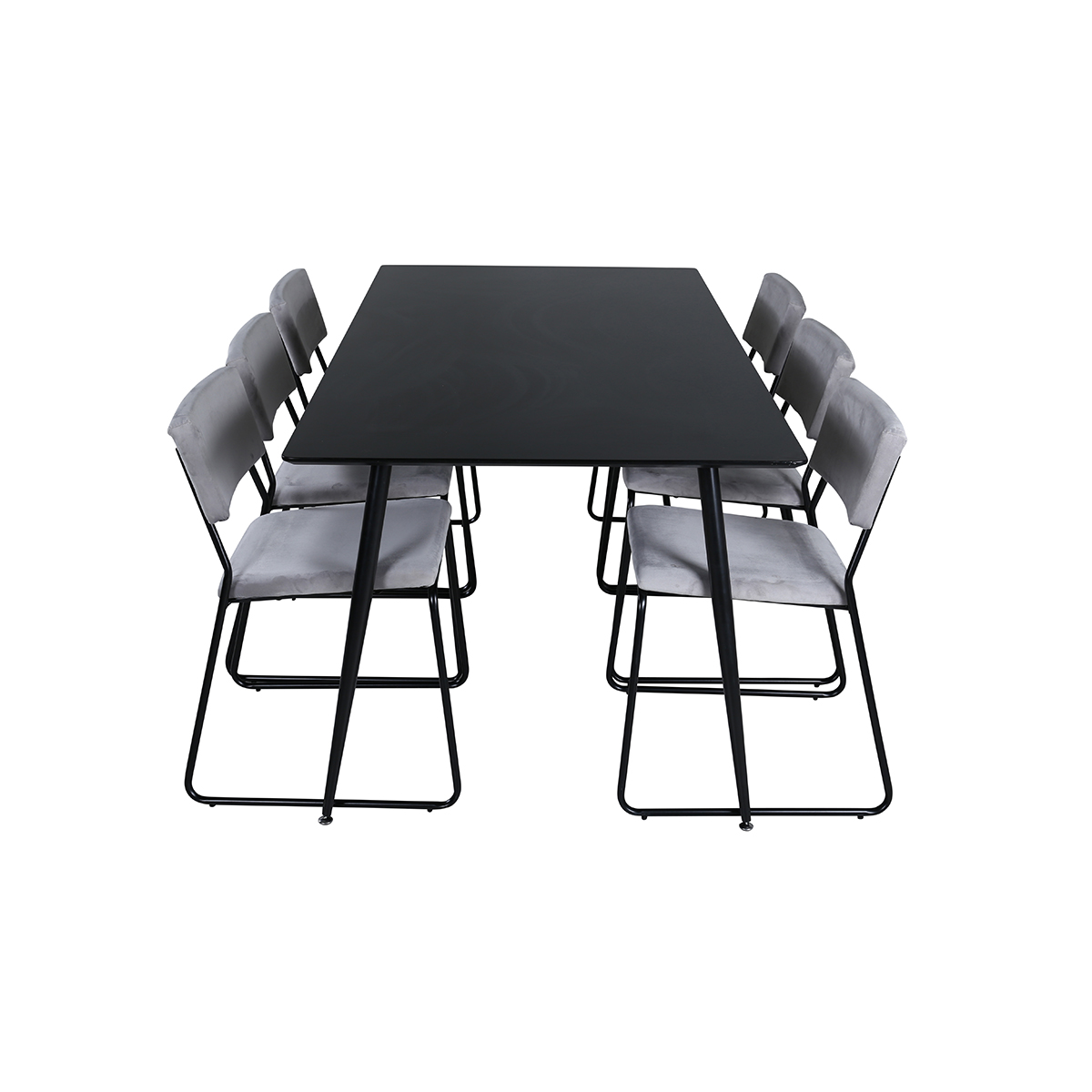 Silar Dining Table - 180 cm - Black Melamine / Black Legs+Ke Grå/Svart