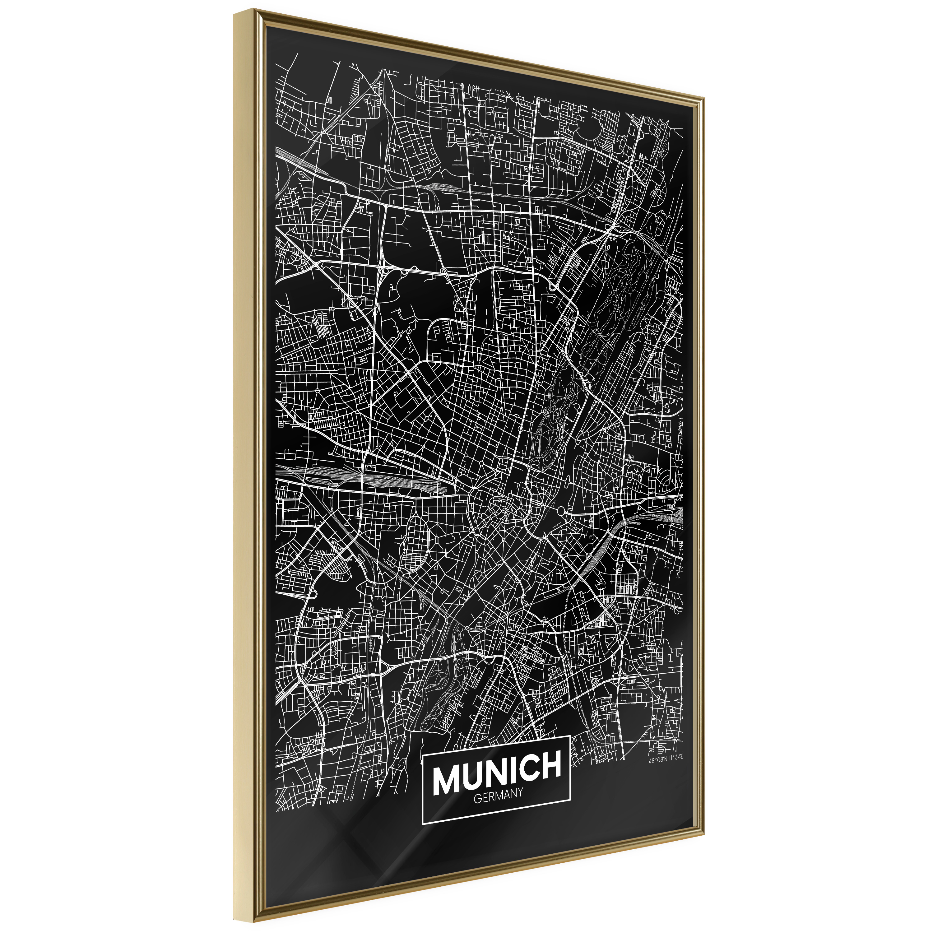 Poster Artgeist Affisch Dark Map of Munich