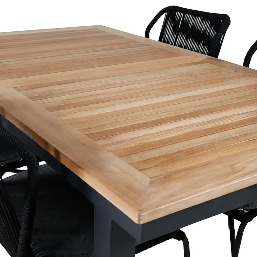 Matgrupp Venture Home Perla med 4 Jefferson Stapelbara Matstolar