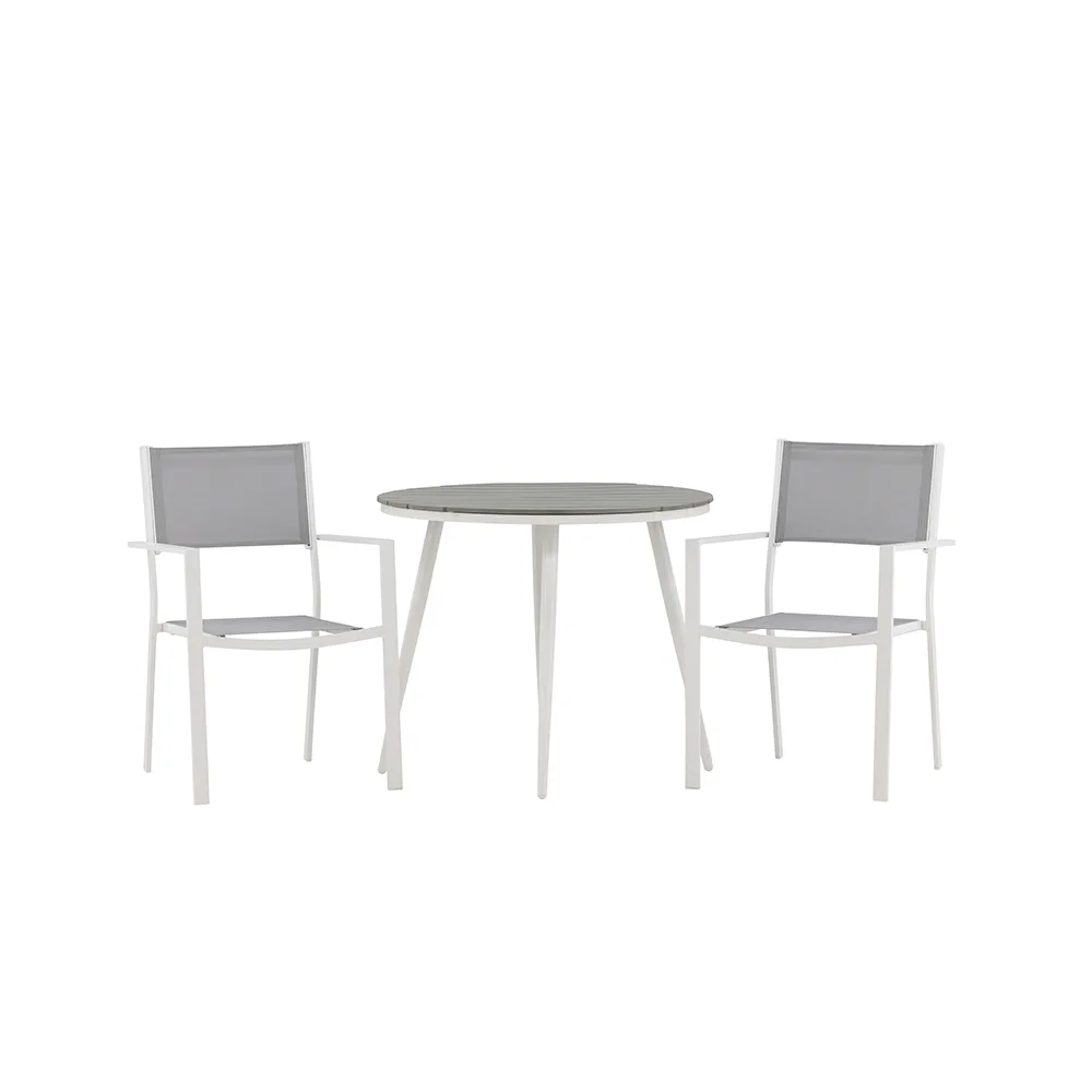 Cafégrupp Venture Home Break Ø90 cm med 2 Copacabana Stolar Grå/Vit