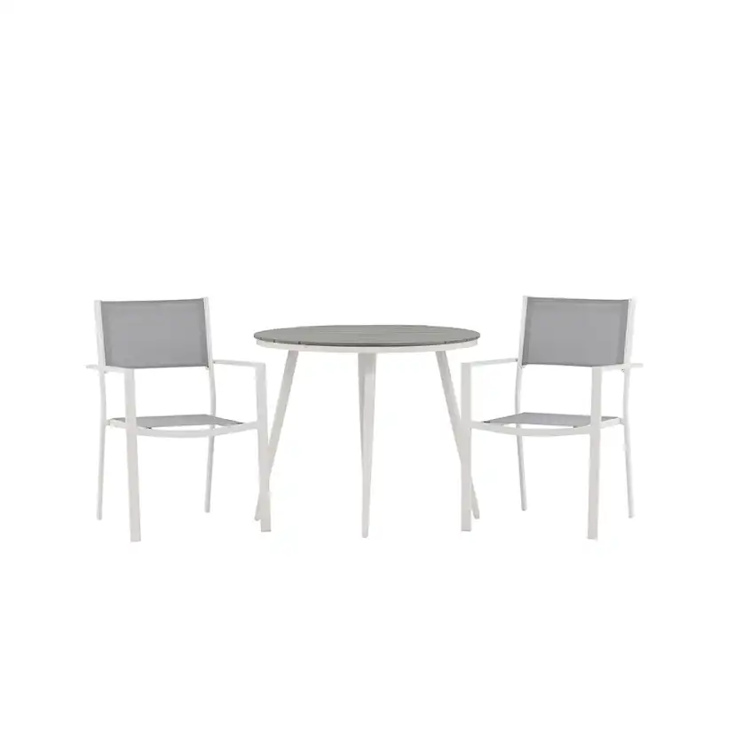 Break - Dining Table Round- White / Grey - Alu / Aintwood - Grå/Vit