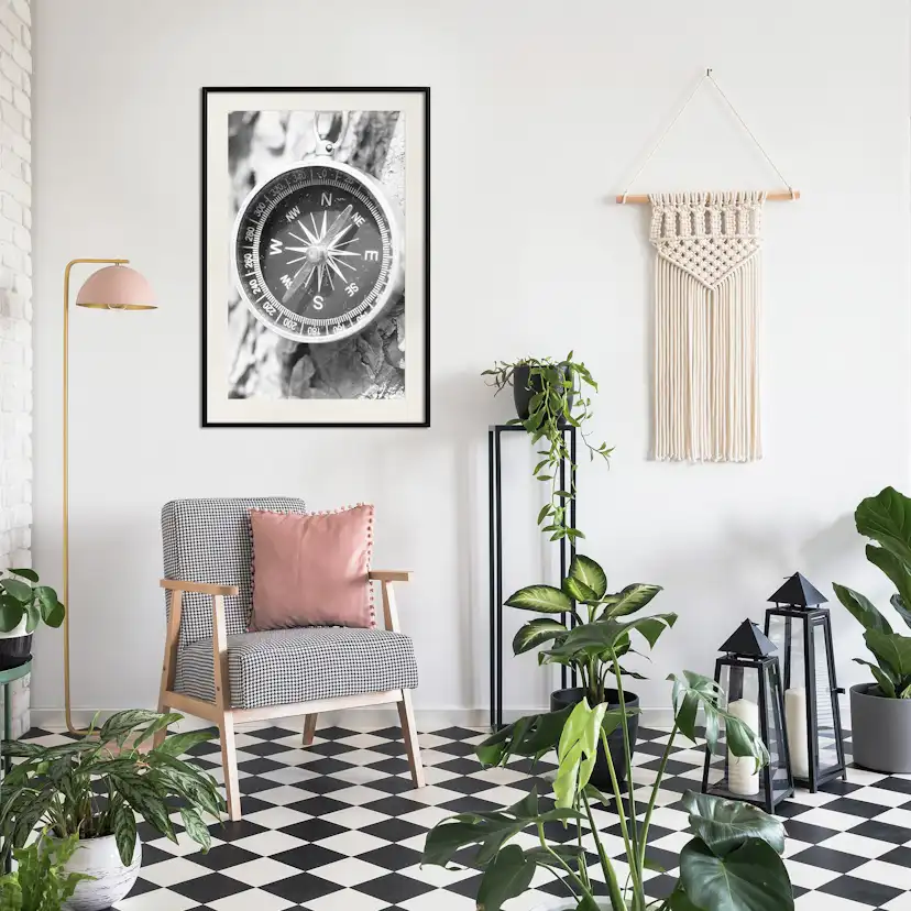 Poster Artgeist Affisch Black and White Compass