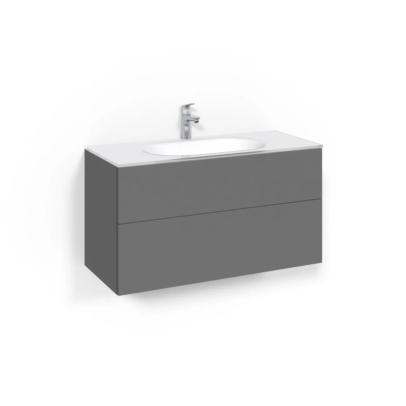 Tvättställsskåp Macro Design Crown Push Open Med Glastvättställ