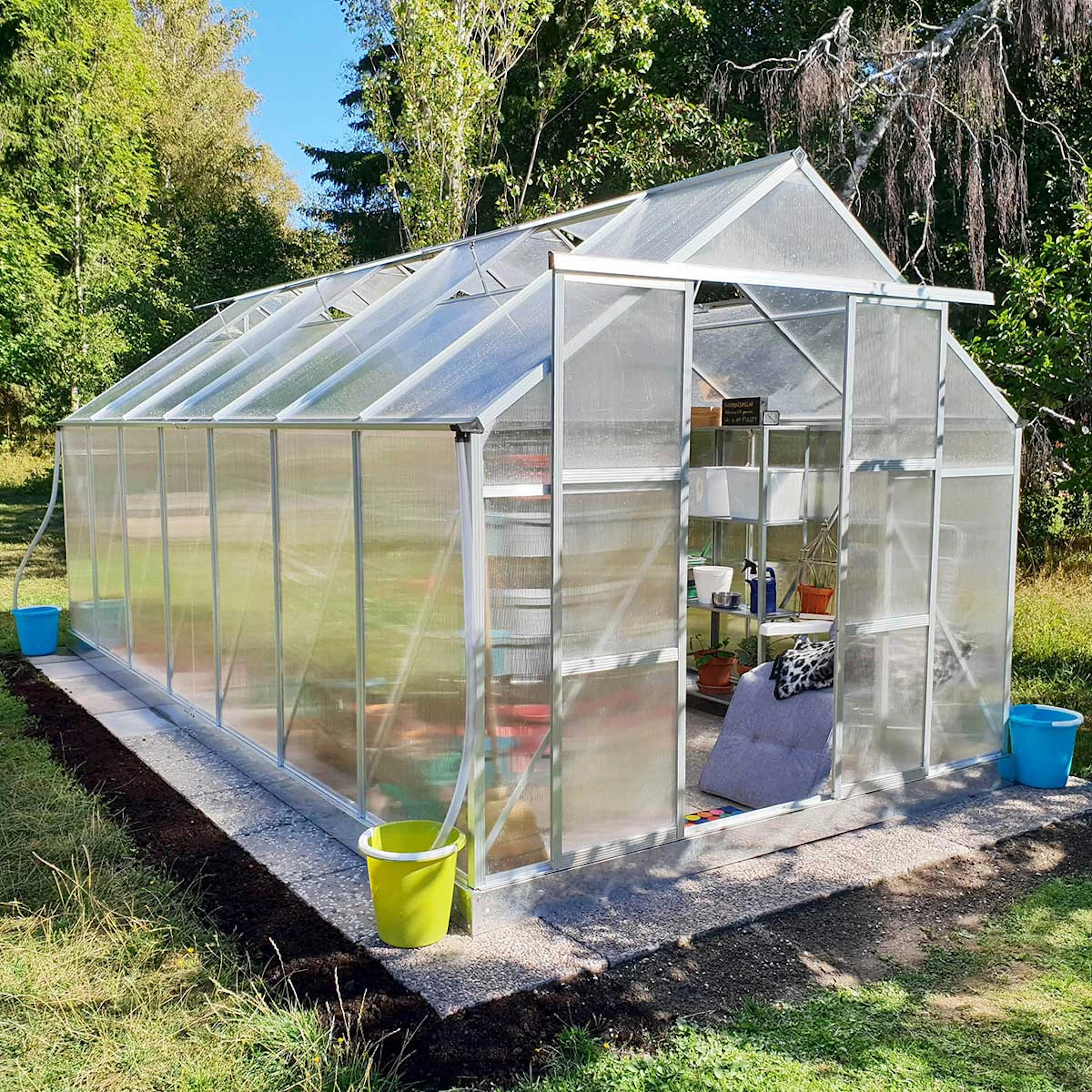 Växthus 12,4m² Kanalplast - Färg: Alu (142-1-56) Silver