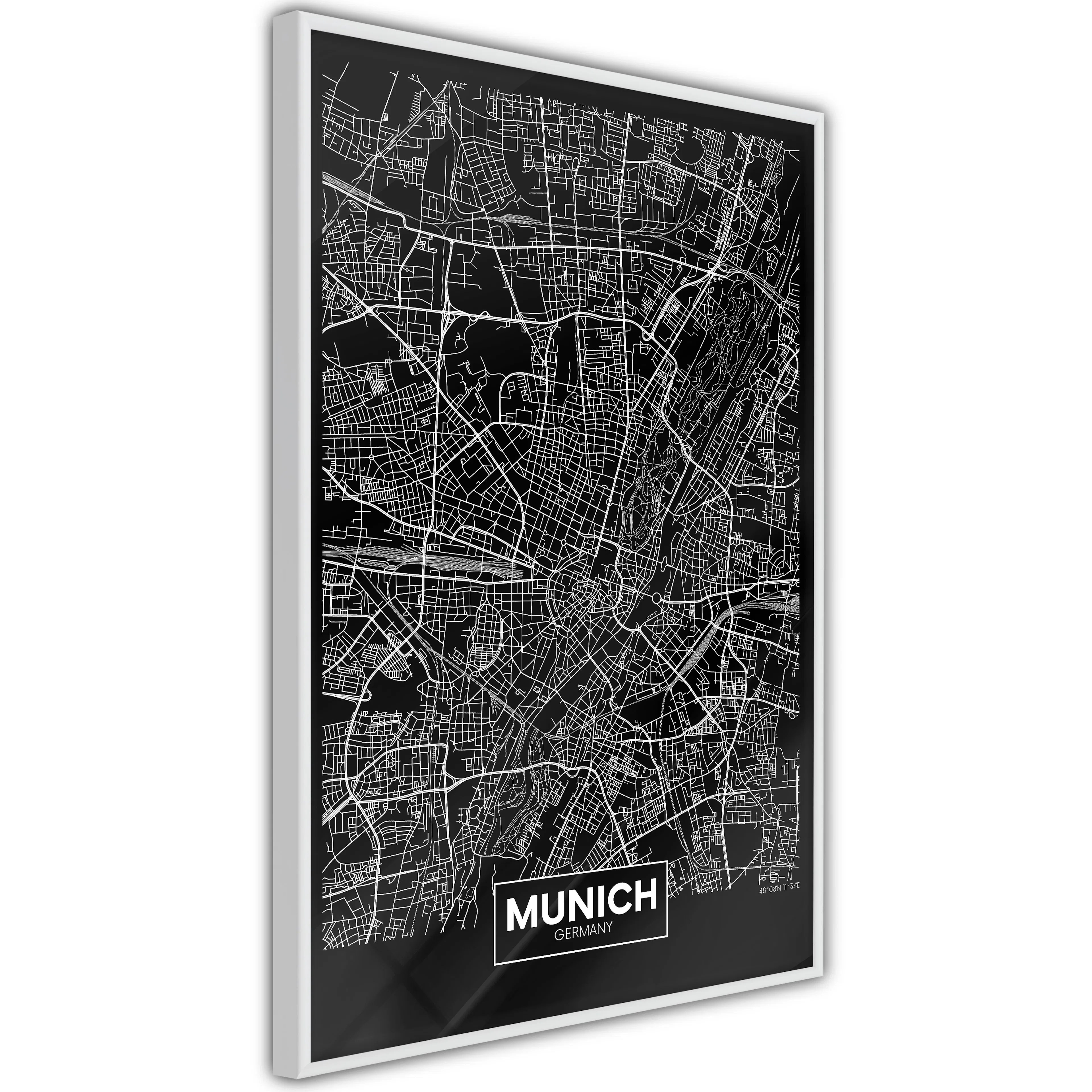 Poster Artgeist Affisch Dark Map of Munich