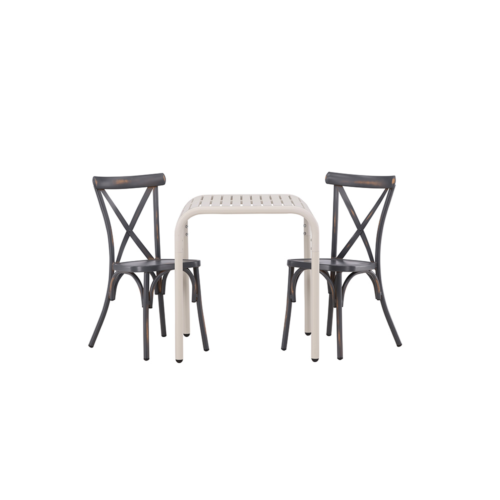 Borneo Cafetable Aluminium - Beige / Kvadrat 70*70* +Tablas Mörkgrå/Beige