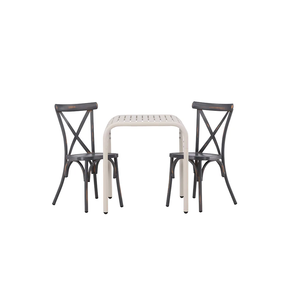 Cafégrupp Venture Home Borneo Bord med 2 Tablas Trädgårdsstolar Utomhus Mörkgrå/Beige