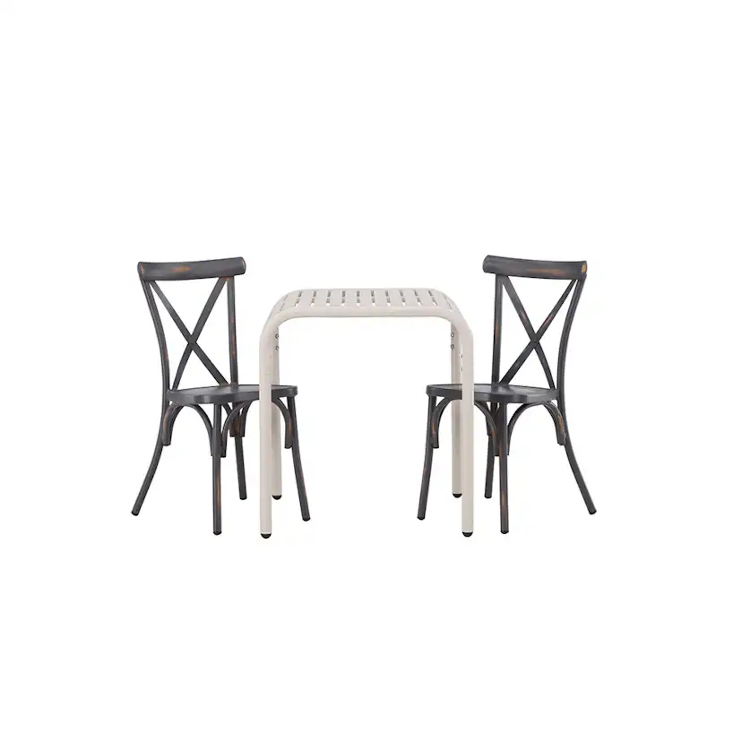 Borneo Cafetable Aluminium - Beige / Kvadrat 70*70* +Tablas Mörkgrå/Beige